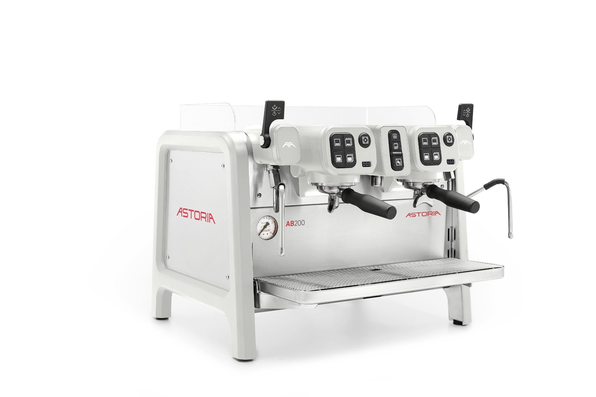 Astoria AB200 compact two-group espresso machine in white