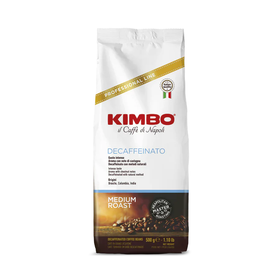 Kimbo Decaf 100% Arabica whole bean coffee - 500 gram bag