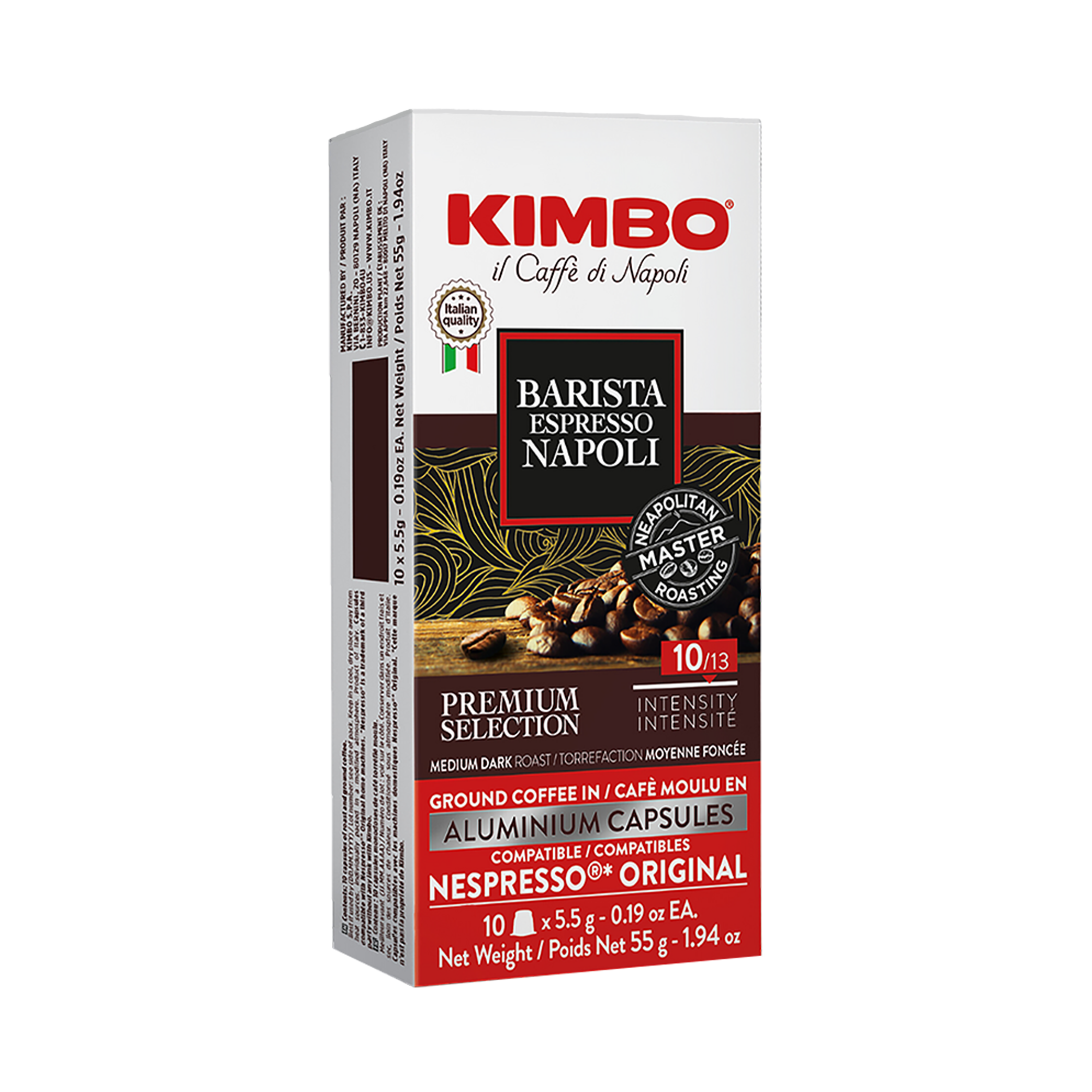 Kimbo Napoli Nespresso Original compatible aluminum capsules
